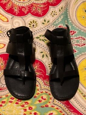 Born Black Leather Gladiator Sandals